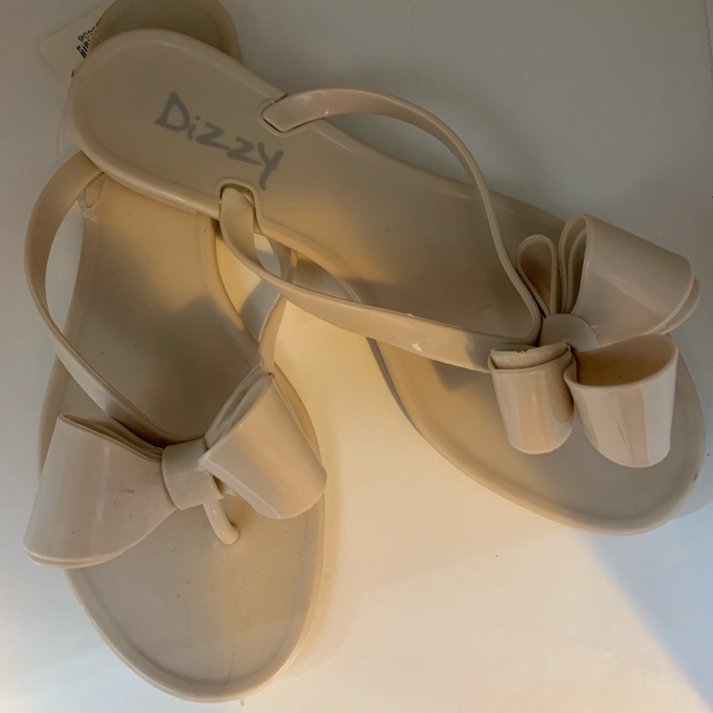 Nude Dizzy Brand Jelly Thong Flip Flops